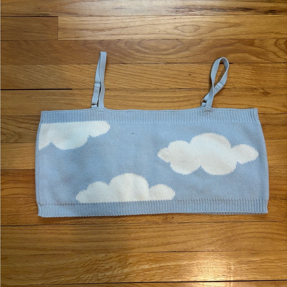 Callahan Blue Cloud Patterned Crop Top - image 1